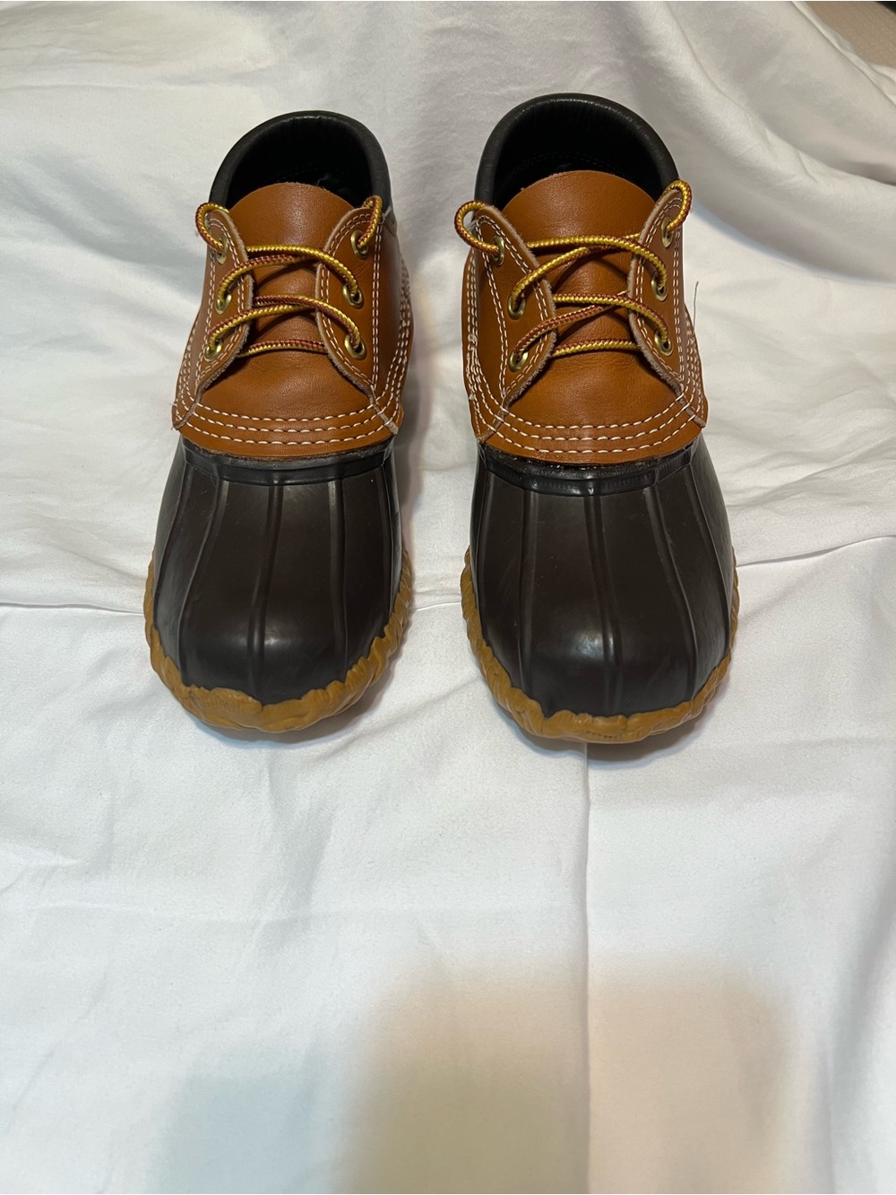 L.L. Bean women’s Two-Tone Duck Boots in Brown and Black